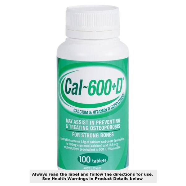 Cal-600+D Calcium + Vitamin D 100 Tablets