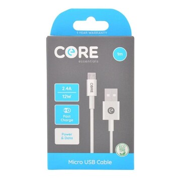 Core Essentials USB A to Micro USB Cable Charging Cord 1m For
