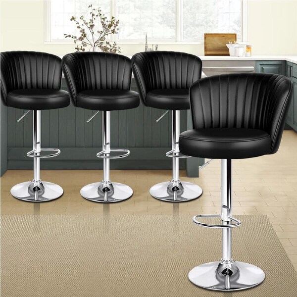4x ALFORDSON Bar Stools Dylan Leather Padded Black