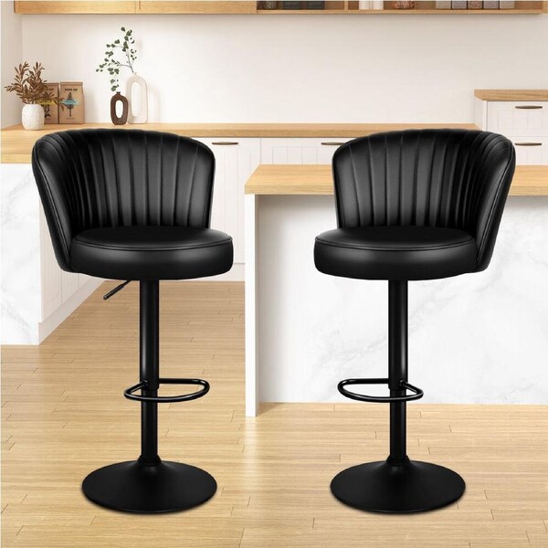 2x ALFORDSON Bar Stools Dylan Leather Padded All Black