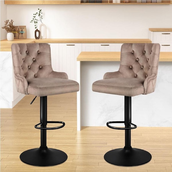 2x ALFORDSON Bar Stools Bella Velvet Swivel Chair