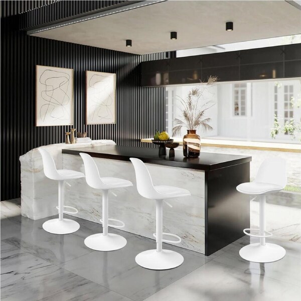 4x ALFORDSON Bar Stools Leather Backrest White