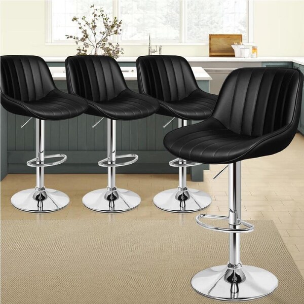 4x ALFORDSON Bar Stools Swivel Leather Padded Black