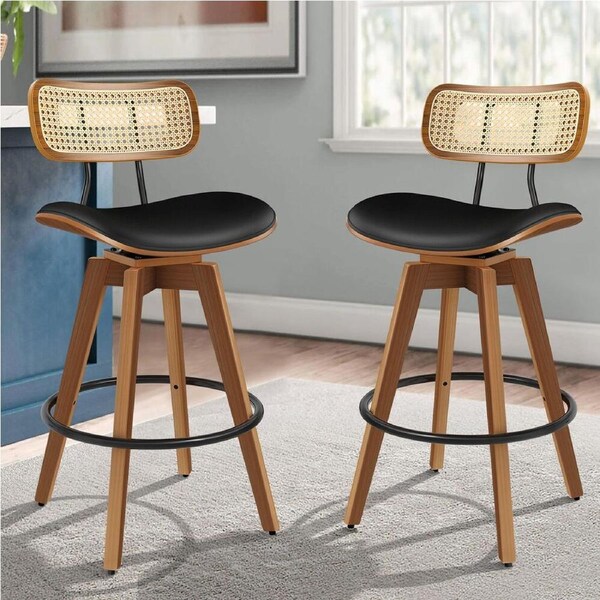 2x ALFORDSON Bar Stools Samantha Rattan Black