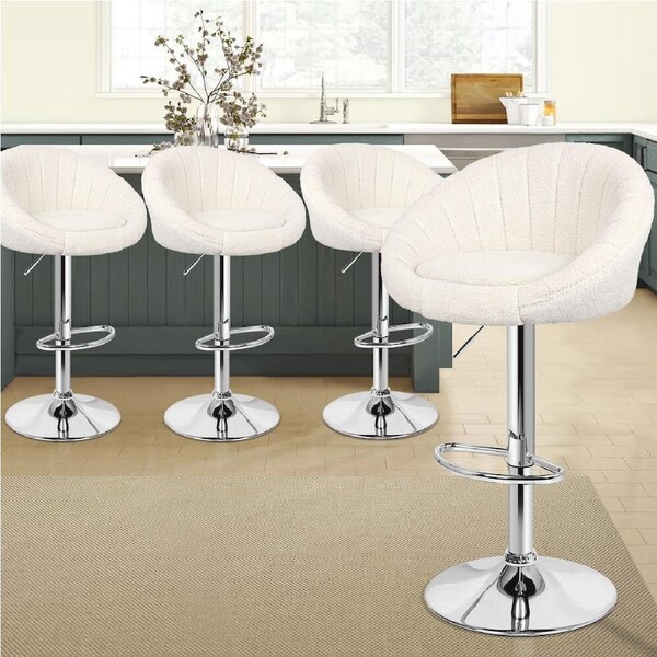 4x ALFORDSON Bar Stools Susan Boucle Padded Beige