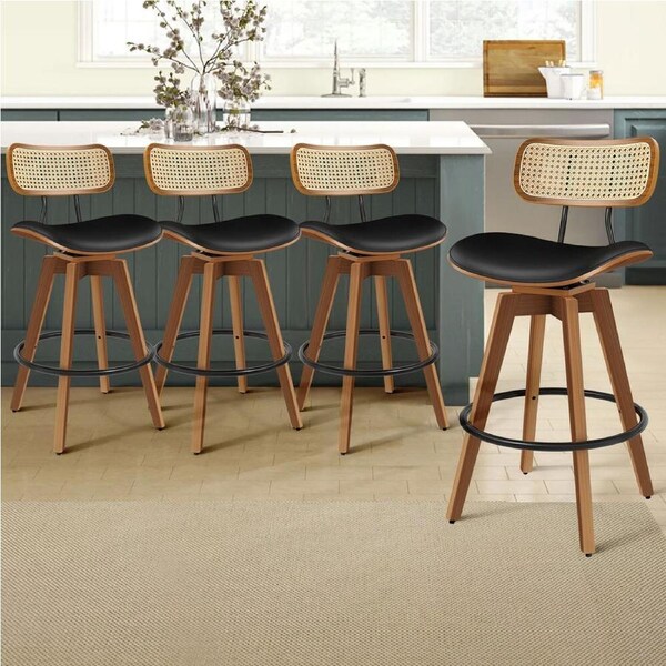 4x ALFORDSON Bar Stools Samantha Rattan Black