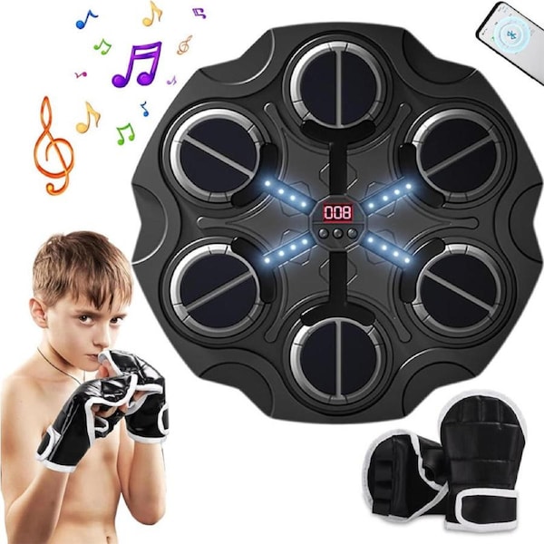Catzon Music Boxing Machine Smart Scoring with Cool Lights for Adults & Kids-Black