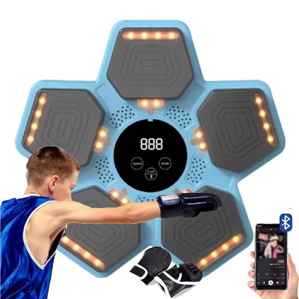 Catzon LED Music Boxing Machine with Boxing Gloves for Home Gym-Blue