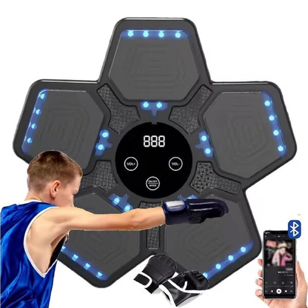 Catzon LED Music Boxing Machine with Boxing Gloves for Home Gym-Black