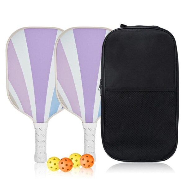 Nevenka Fiberglass Pickleball Paddles Set of 2 PP Honeycomb Core Pickleball Rackets with 4 Balls 1 Bag-Rainbow