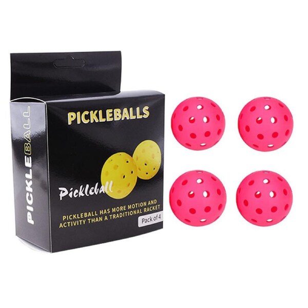Nevenka 4 Pack 40 Hole Sports Pickleballs High Bounce Durable Pickleballs Gifts for Pickleball Lovers Men Women-RoseRed