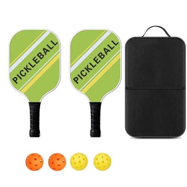 Nevenka Fiberglass Surface Pickleball Set with 4 Pickleball Balls and 1 Pickleball Bag Gift for Men Women-Green