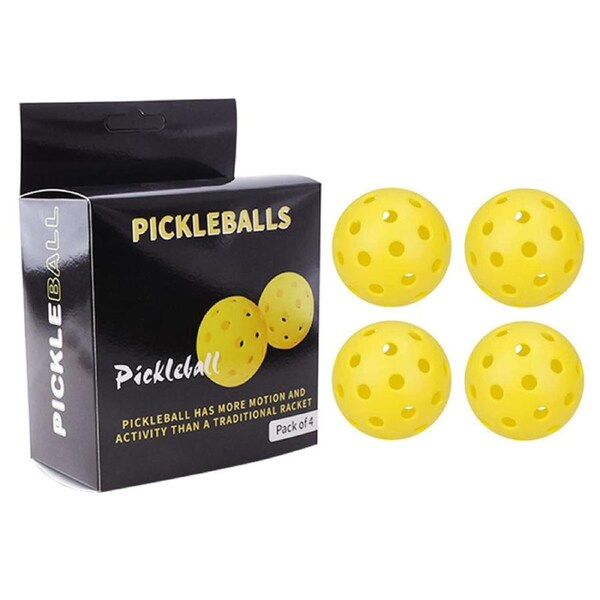 Nevenka 4 Pack 40 Hole Sports Pickleballs High Bounce Durable Pickleballs Gifts for Pickleball Lovers Men Women-Yellow