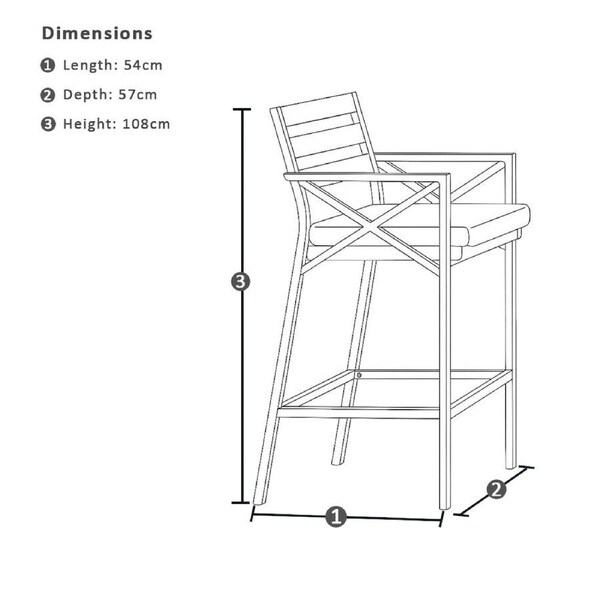 Kansas Outdoor Aluminium Bar Stool in Charcoal - Outdoor Chairs