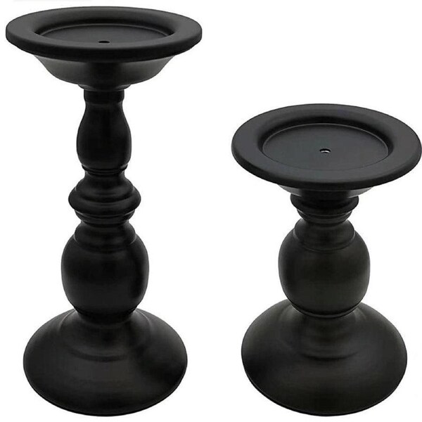 2pcs Black Iron Candle Holders for Candlelight Dinner Atmosphere Decoration Set