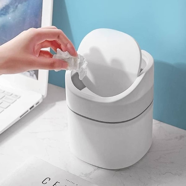 Mini Waste Bin Desktop Trash Garbage Can Lid Home Kitchen Office Table Dustbin