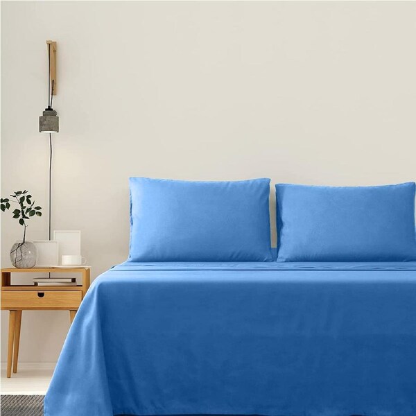 LINENOVA Ultra Soft 2000TC 4 Pieces Sheet Set Flat Fitted Sheet Pillowcases S/KS/D/Q/King Bed King Single / Ocean