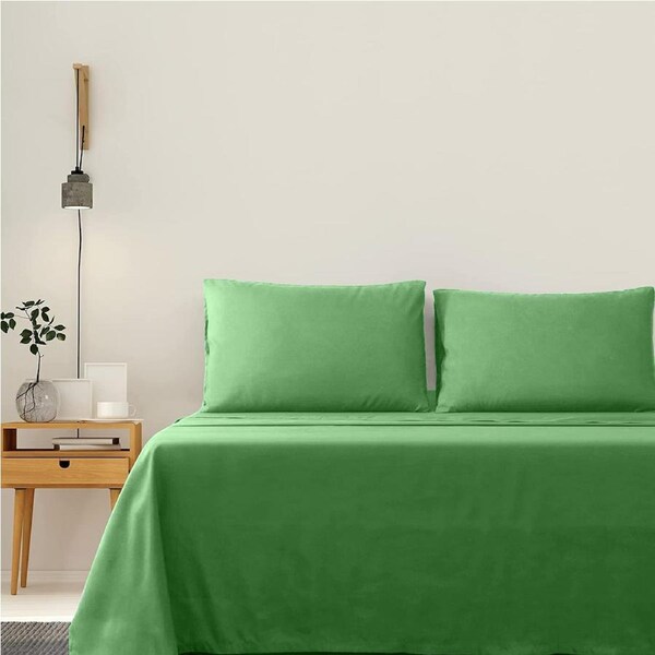 LINENOVA Ultra Soft 2000TC 4 Pieces Sheet Set Flat Fitted Sheet Pillowcases S/KS/D/Q/King Bed King Single / Avocado