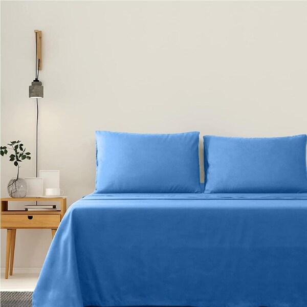 LINENOVA Ultra Soft 2000TC 4 Pieces Sheet Set Flat Fitted Sheet Pillowcases S/KS/D/Q/King Bed Queen / Ocean