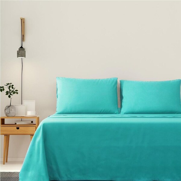 LINENOVA Ultra Soft 2000TC 4 Pieces Sheet Set Flat Fitted Sheet Pillowcases S/KS/D/Q/King Bed King / Teal