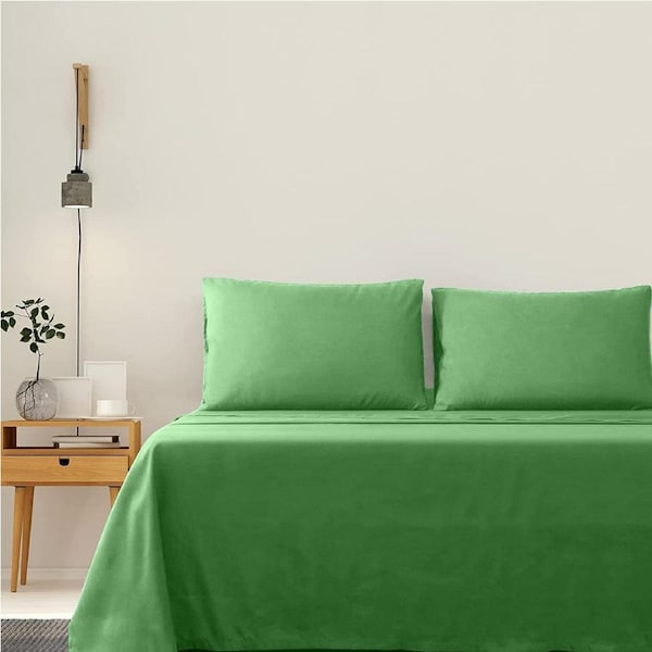 LINENOVA Ultra Soft 2000TC 4 Pieces Sheet Set Flat Fitted Sheet Pillowcases S/KS/D/Q/King Bed King / Avocado