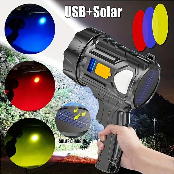 Led Handheld Spotlight Rechargeable Hunting Camping Flashlight Spot Light Torch