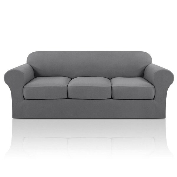 Microfiber Stretch Sofa Covers Couch Covers Slipcovers with Elastic Bottom Gray / 1 Seater