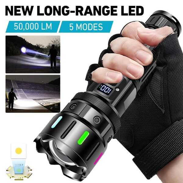 Rechargeable Super Bright Torch Light Led Flashlight Spotlight Waterproof Lamp