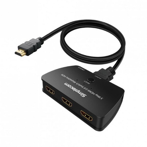 Simplecom 3 Way Hdmi 2.0 Switch 3 In 1 Out Ultra Hd 4K 60Hz Hdr Hdcp 2.2