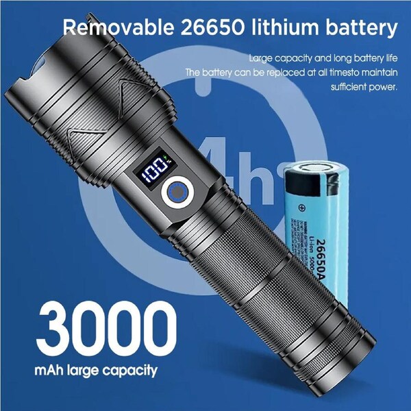 1200000Lm Led Zoom Torch Flash Light Pocket Torch Usb Rechargeable Light Lamp