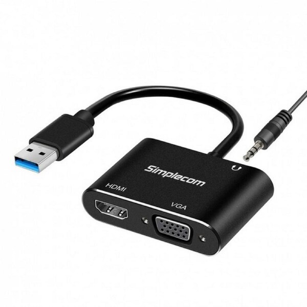 Simplecom Usb To Hdmi + Vga Video Card Adapter With 3.5Mmdio