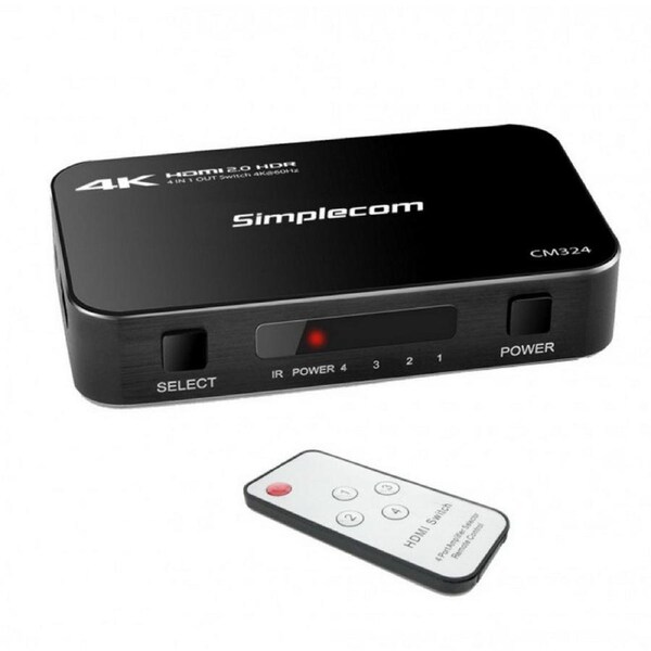 Simplecom 4 Way Hdmi 2.0 Switch 4 In 1 Out Ultra Hd 4K 60Hz Hdr Hdcp 2.2