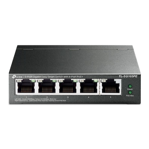 Tp-Link Tl-Sg105Pe 5 Port Gigabit Easy Smart Switch With 4 Port Poe+ Up To 65W