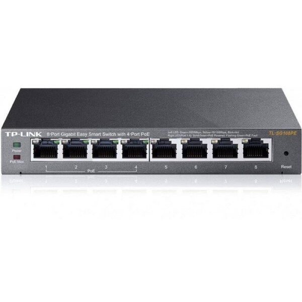 Tp-Link Tl-Sg108Pe 8-Port Gigabit Easy Smart Switch 1000Mbps With 4-Port Poe Qos