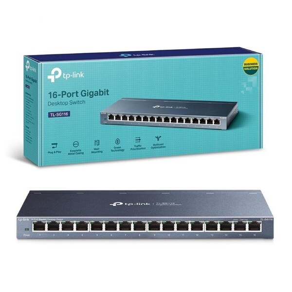 Tp-Link Tl-Sg116 16-Port Gigabit Unmanaged Desktop/Wall Mounting Switch 32Gbp.Wp