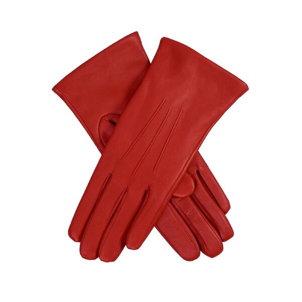 Dents Womens Cashmere Lined Touchscreen Leather Gloves in Berry 6H