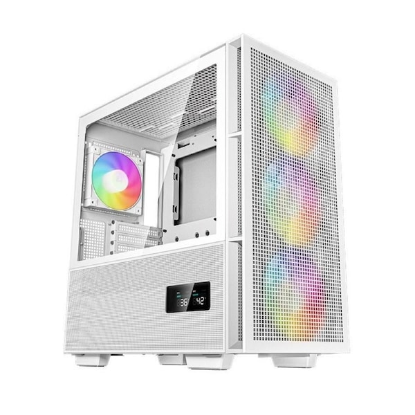 Deepcool Ch560 Digital White Mid-Tower Tempered Glass Case, Dual Status Displ.Wp