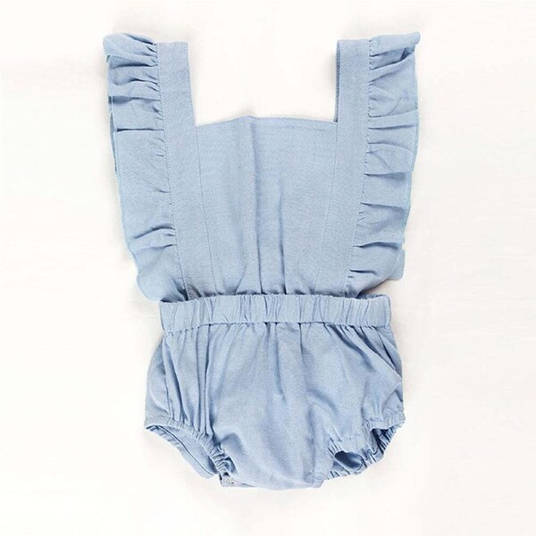 Ponchik Babies + Kids Ruffle Back Romper - Capri Blue 3 years