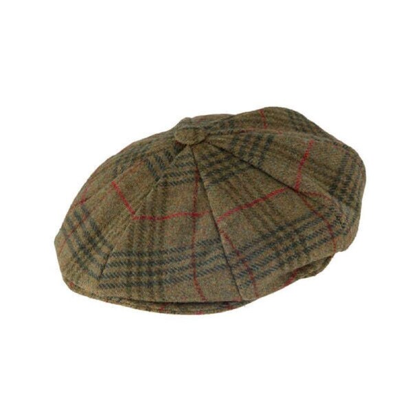 Dents Mens Abraham Moon Check Tweed Newsboy Cap Hat - Sage X-Large
