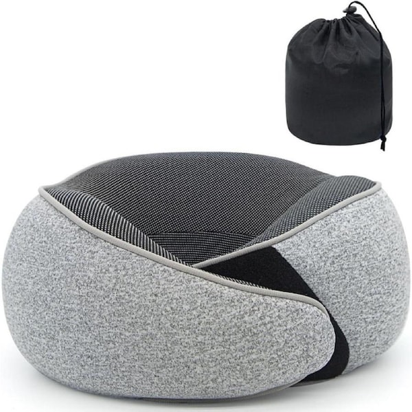 Neck Pillow Travel Head Rest, Memory Foam Comfortable & Breathable Soft U Shaped Pillows for Travel Airplane,Business Trip Neck and Shoulder Support with Luxury Bag,3D Contoured Washable Cover (Grey)