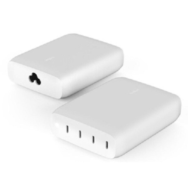 Belkin BoostCharge Pro 200W 4-Port USB-C GaN Desktop Charger - White (WCH015AUWH), 4 x USB-C, Intelligent Power Share, 2YR