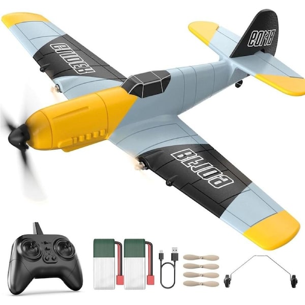 DEERC RC Plane 3 Channel BF-109 Remote Control Airplane 6-axis Gyro Stabilizer 2 Batteries