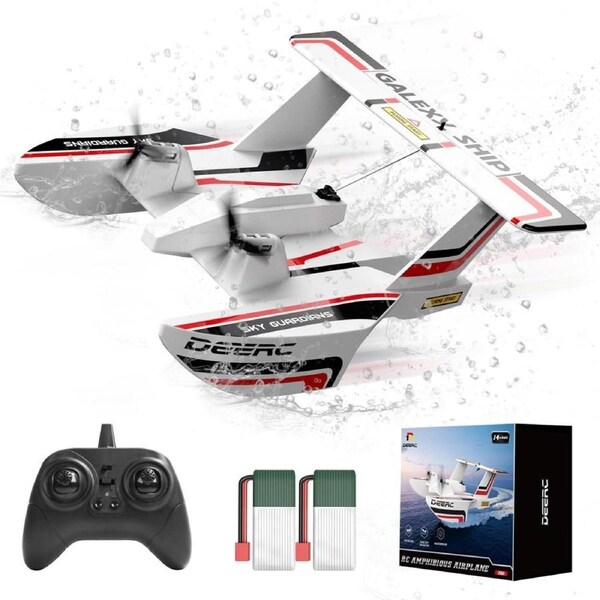DEERC RC Plane for Water Land & Air 3CH Remote Control Airplane W/ 2 Batteries