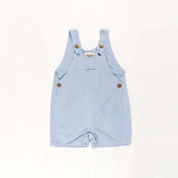Ponchik Babies + Kids - Cotton Dungaree Overalls - Capri Blue 3-6 months