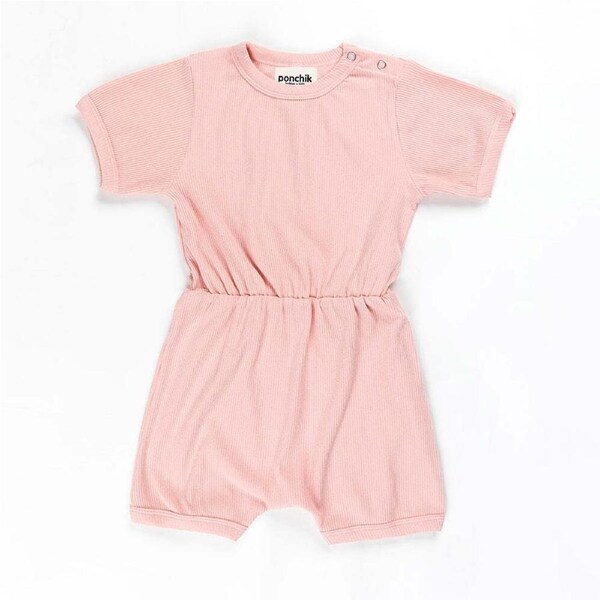 Ponchik Babies + Kids - Ribbed Cotton Romper - Lemonade 0-3 months
