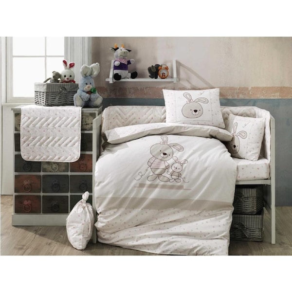 4 Piece Elina Toddler cot set Beige