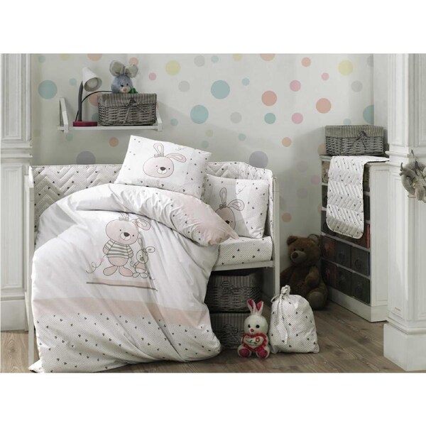 4 Piece Elina Toddler Cot Set Pink