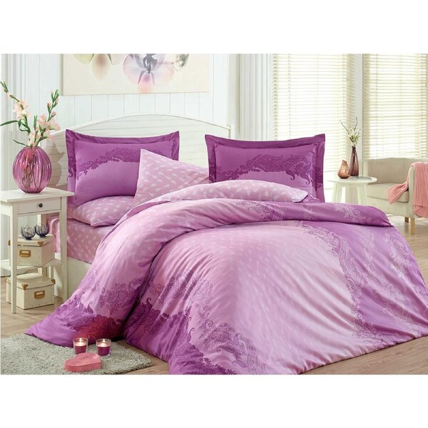 Turkish Cotton Queen Quilt Cover Set Colour Purple