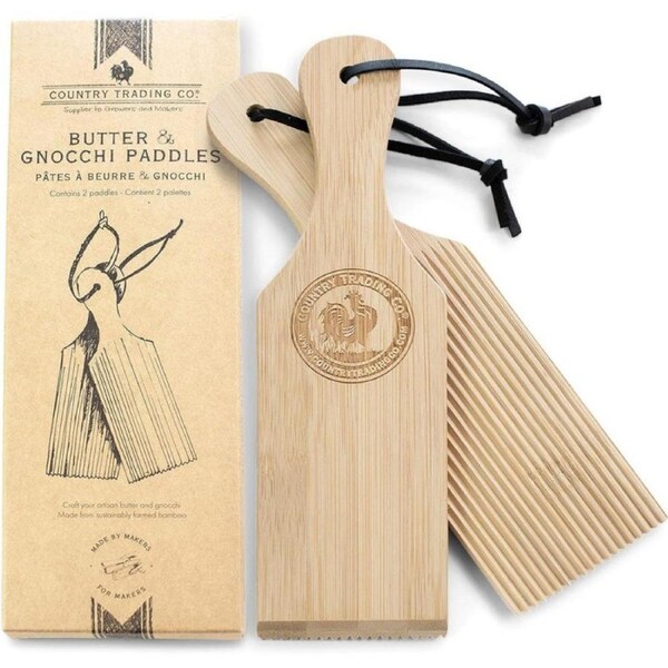 Gnocchi Boards and Wooden Butter Paddles to Easily Create Authentic Homemade Pasta and Butter Without Sticking - Set of 2 Makers - 24 cm