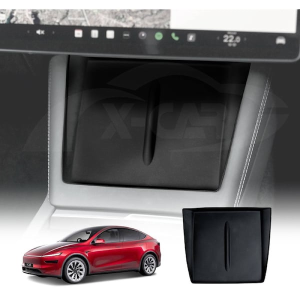 Black Silicone Anti-Slip Mat For Tesla Model Y Juniper 2025-Onwards Center Console Wireless Charger Protective Pad